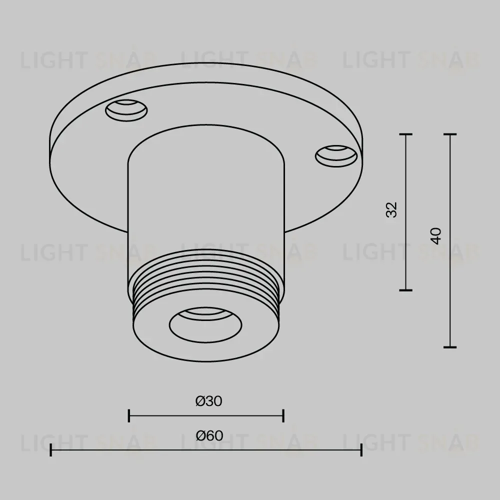 Основание с внешней резьбой без ввода питания Maytoni Shelf CA022BO-B CA022BO-B