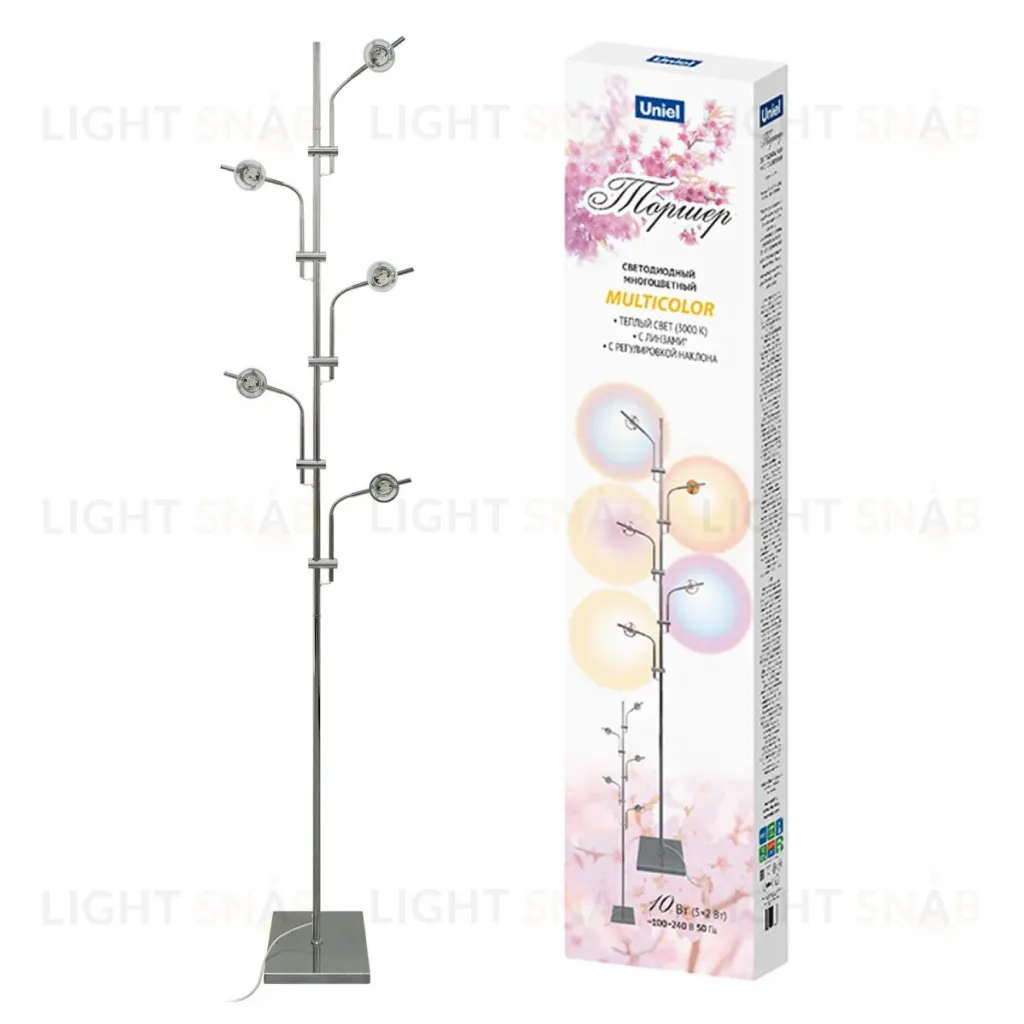 Торшер Uniel ULM-T640 5x2W/3000K CHROME MULTICOLOR UL-00012154 ULM-T640 5x2W/3000K CHROME MULTICOLOR