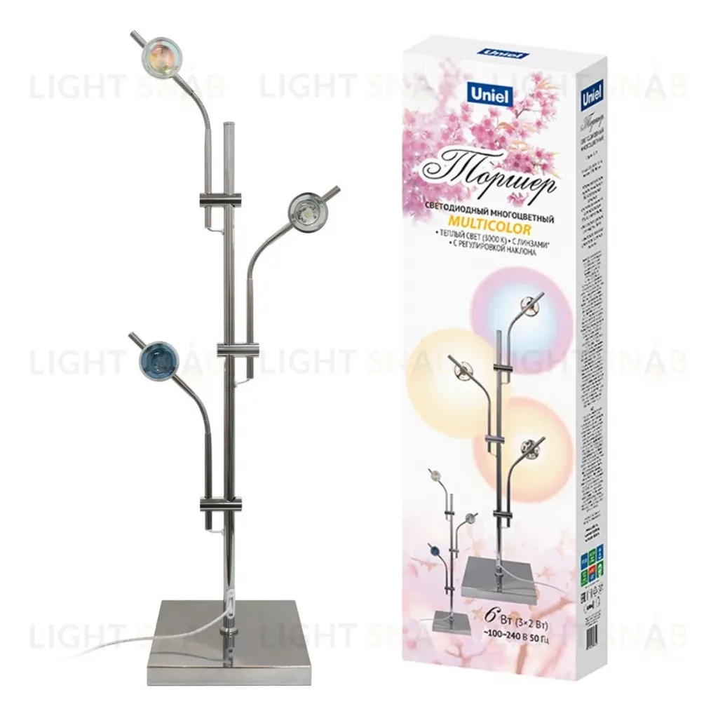 Торшер Uniel ULM-T640 3x2W/3000K CHROME MULTICOLOR UL-00012152 ULM-T640 3x2W/3000K CHROME MULTICOLOR