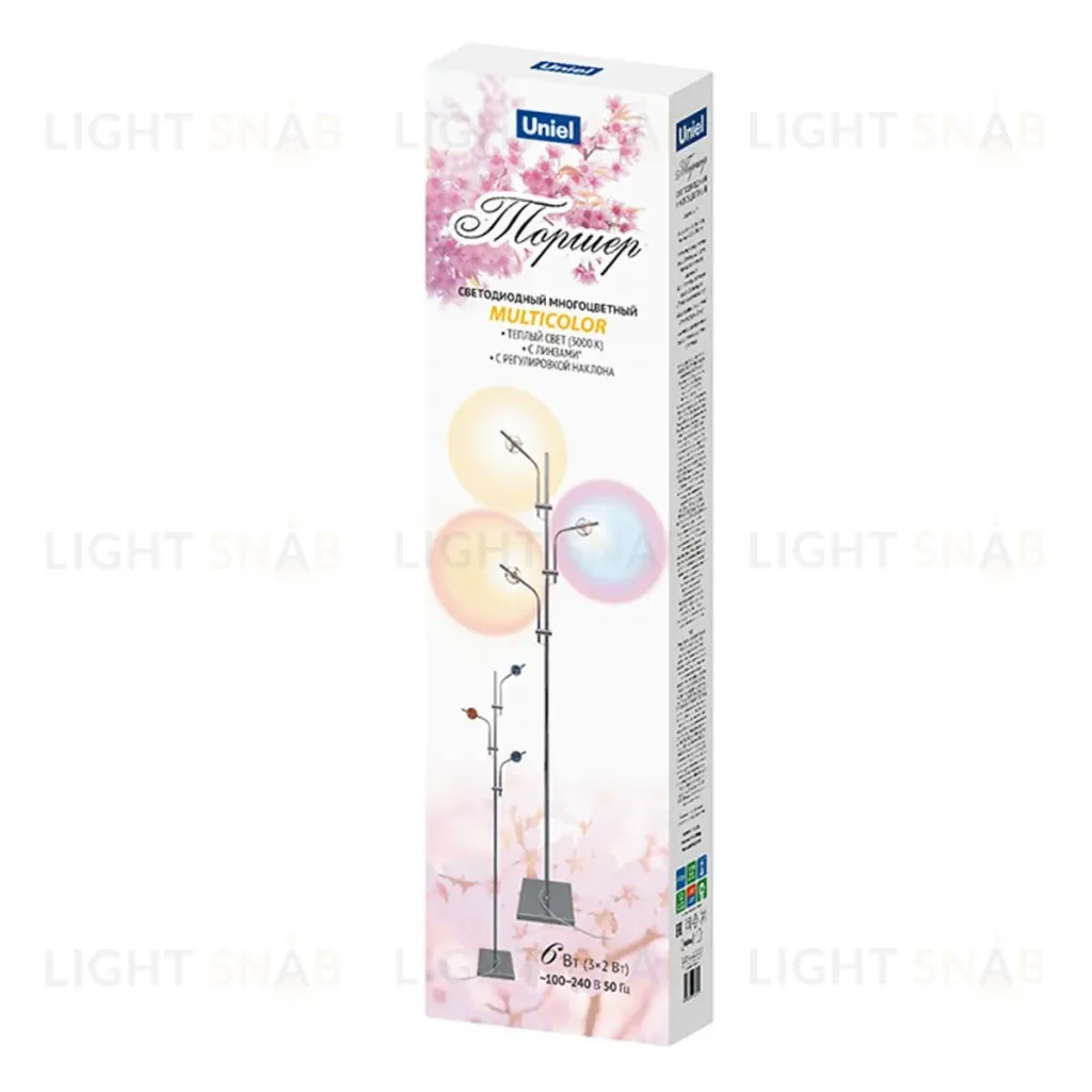 Торшер Uniel ULM-T641 3x2W/3000K CHROME MULTICOLOR UL-00012153 ULM-T641 3x2W/3000K CHROME MULTICOLOR