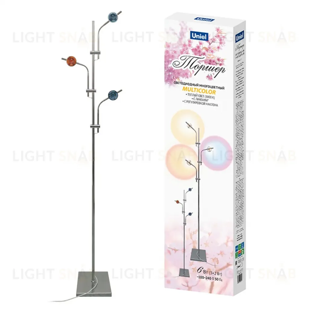 Торшер Uniel ULM-T641 3x2W/3000K CHROME MULTICOLOR UL-00012153 ULM-T641 3x2W/3000K CHROME MULTICOLOR