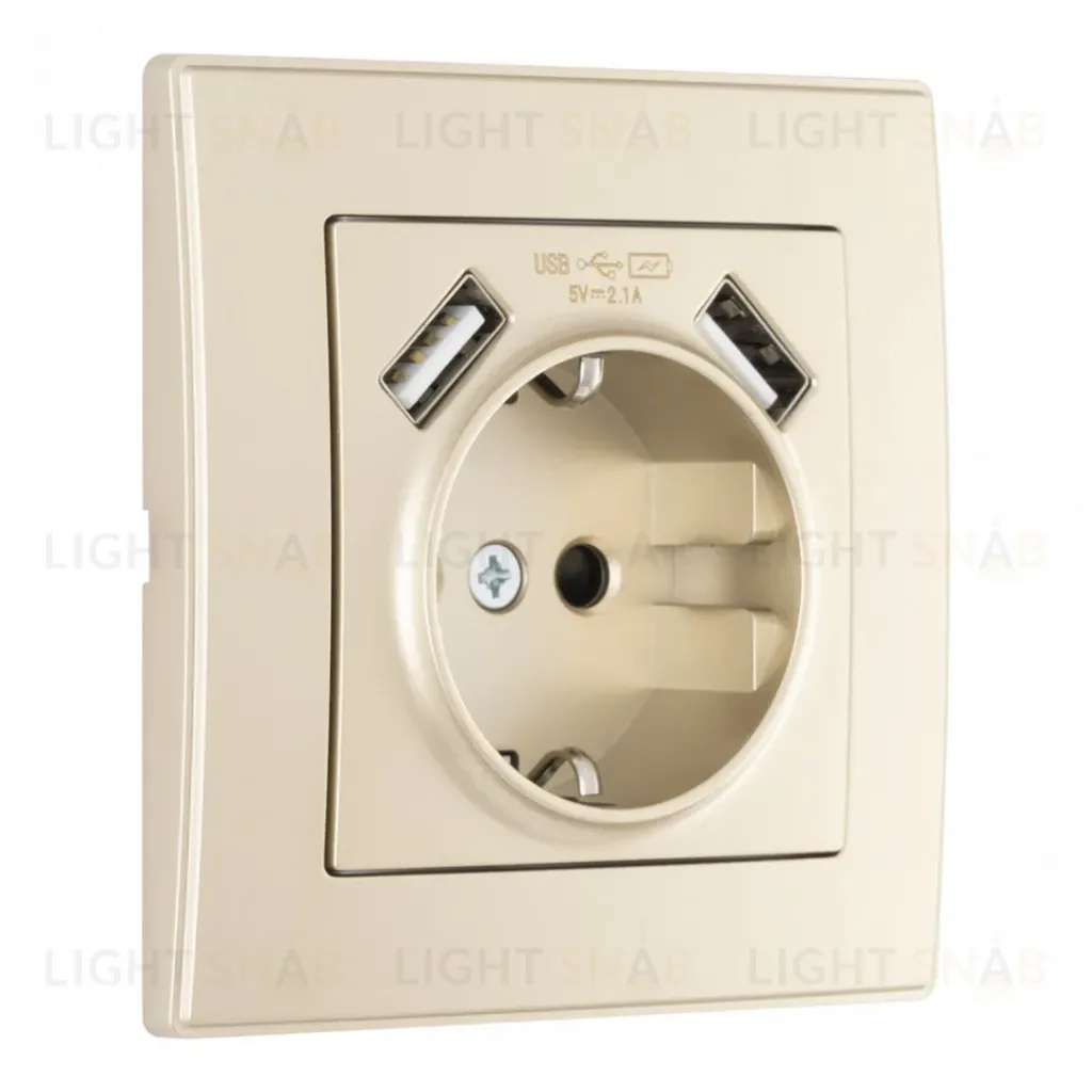 Комплект розетки с/з и шторками + USB и рамкой Arte Milano SET06-1-47-1 shampan SET06-1-47-1 shampan