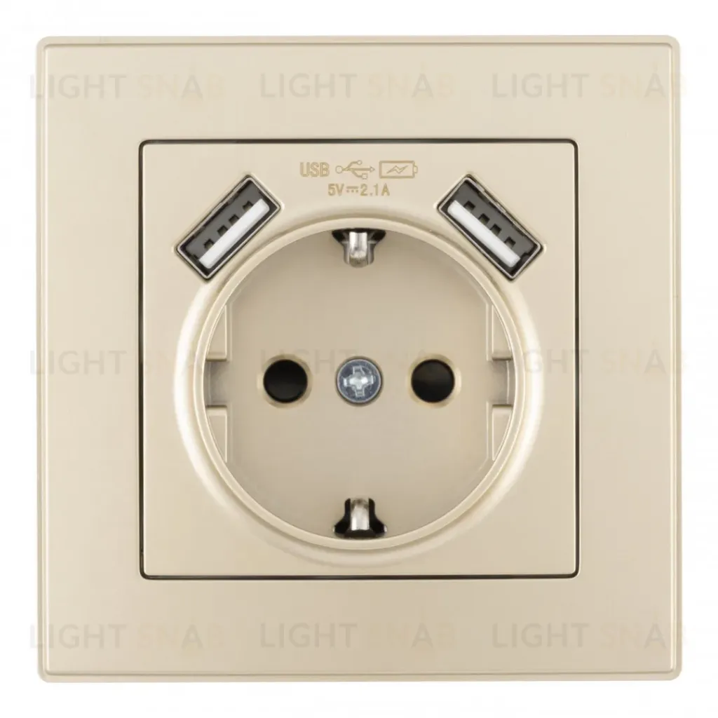 Комплект розетки с/з и шторками + USB и рамкой Arte Milano SET06-1-47-1 shampan SET06-1-47-1 shampan