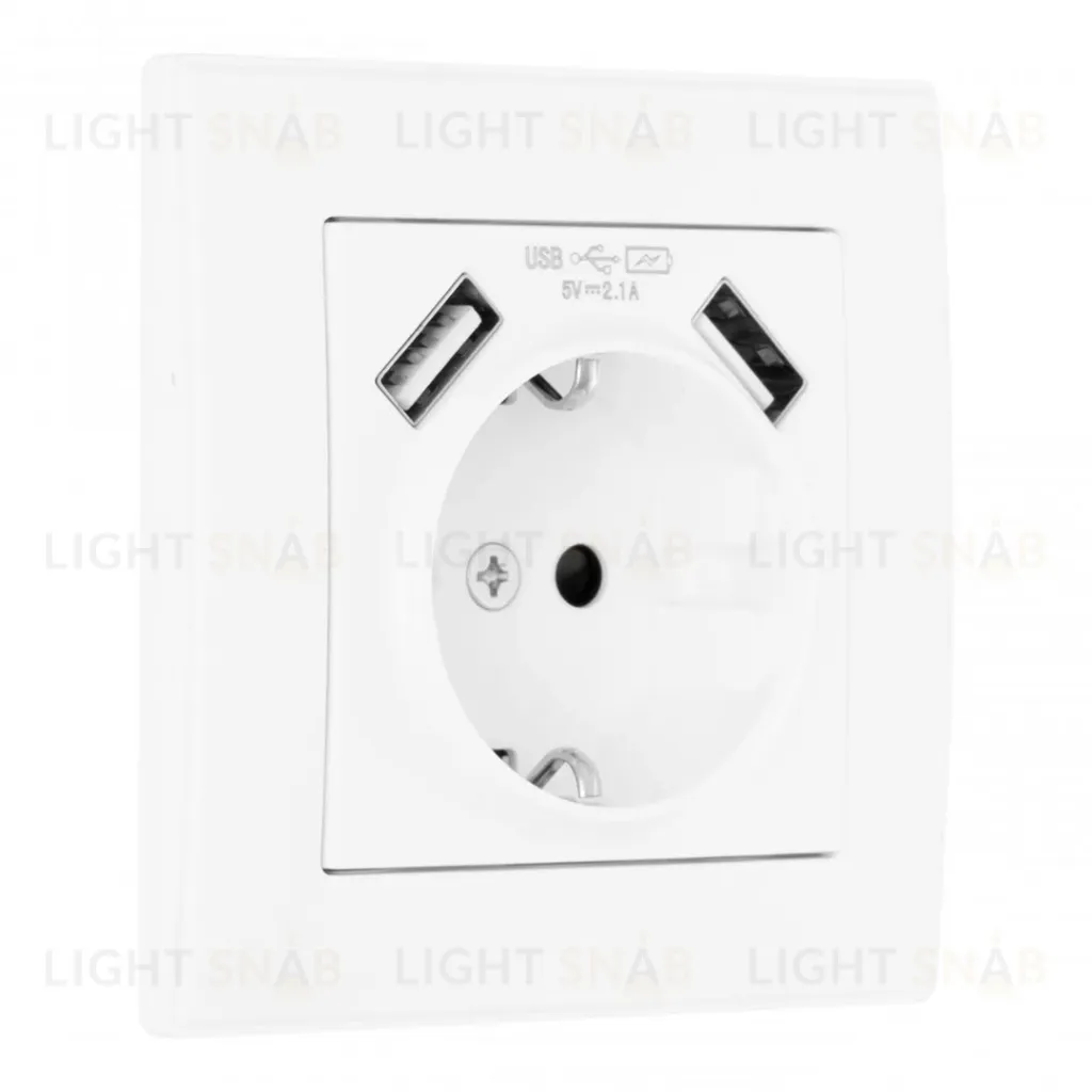 Комплект розетки с/з и шторками + USB и рамкой Arte Milano SET06-1-47-1 white SET06-1-47-1 white