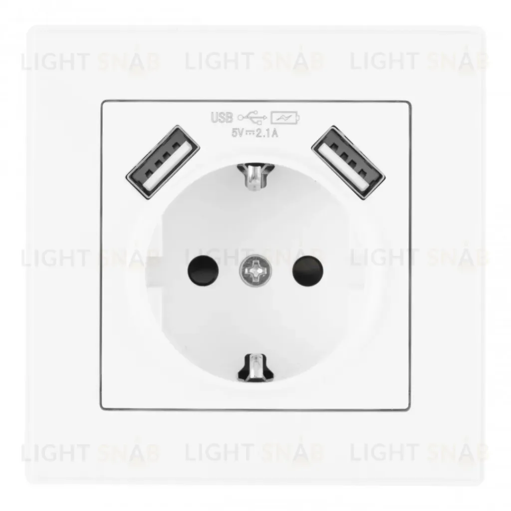 Комплект розетки с/з и шторками + USB и рамкой Arte Milano SET06-1-47-1 white SET06-1-47-1 white