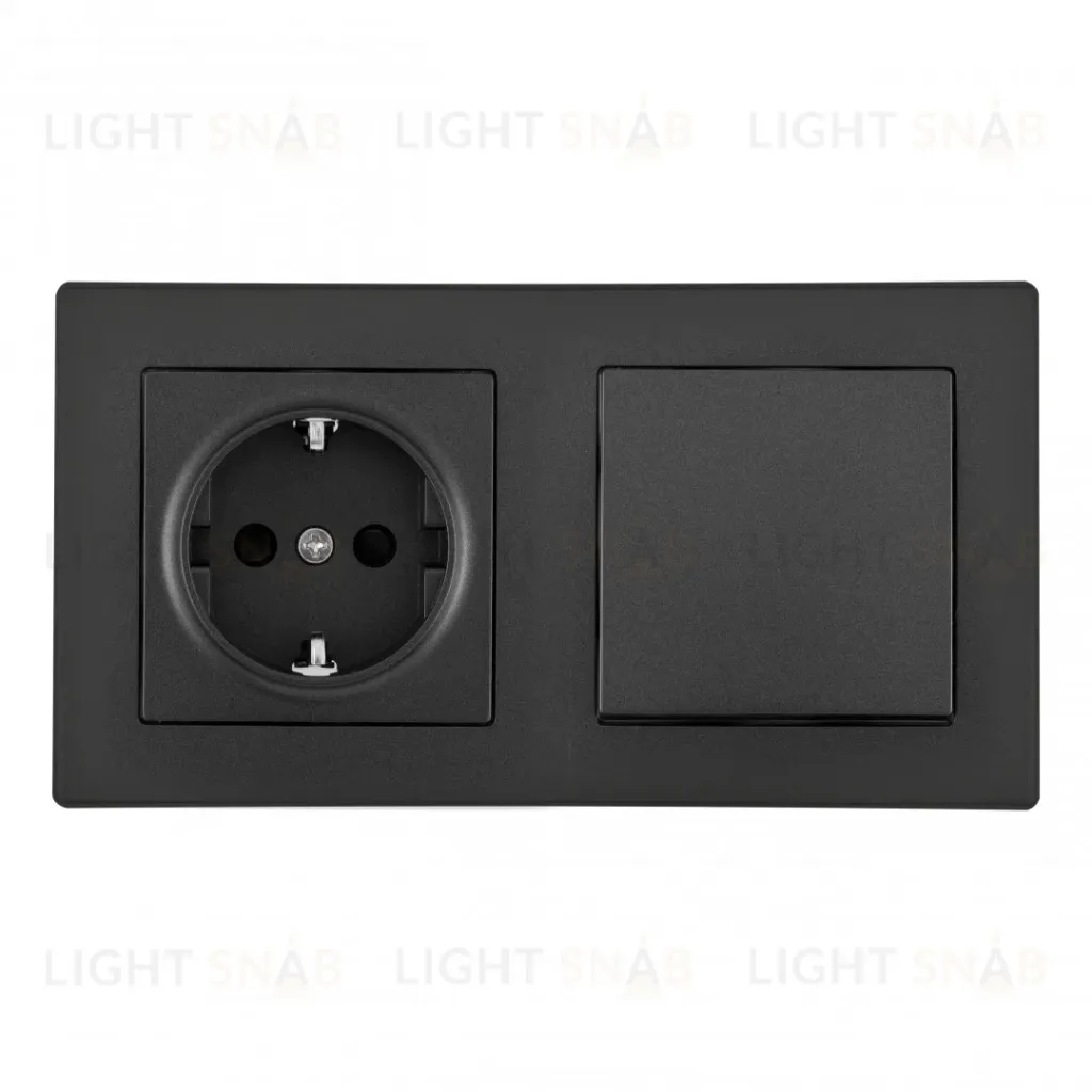 Выключатель одноклавишный с розеткой Arte Milano SET06-2-30-1-40-1 black SET06-2-30-1-40-1 black