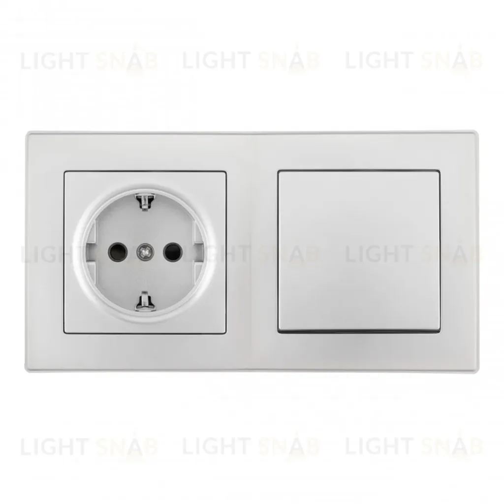 Выключатель одноклавишный с розеткой Arte Milano SET06-2-30-1-40-1 silver SET06-2-30-1-40-1 silver
