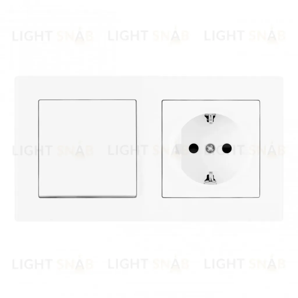 Выключатель одноклавишный с розеткой Arte Milano SET06-2-30-1-40-1 White SET06-2-30-1-40-1 White