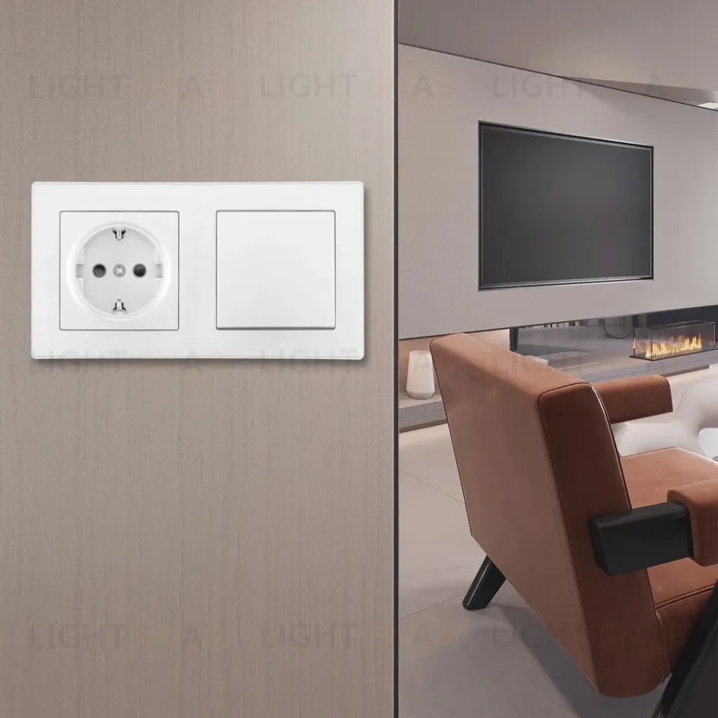 Выключатель одноклавишный с розеткой Arte Milano SET06-2-30-1-40-1 White SET06-2-30-1-40-1 White