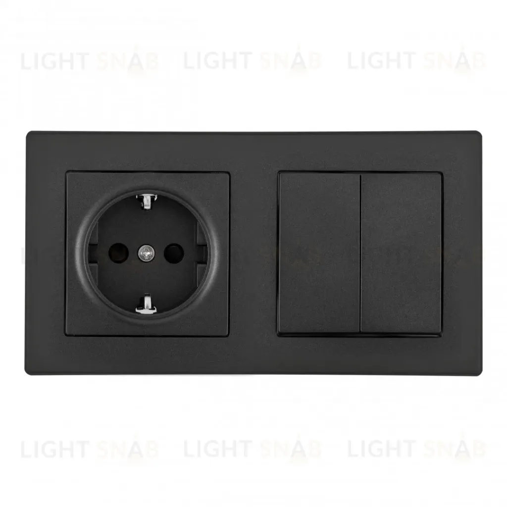 Выключатель двухклавишный с розеткой Arte Milano SET06-2-30-2-40-1 black SET06-2-30-2-40-1 black