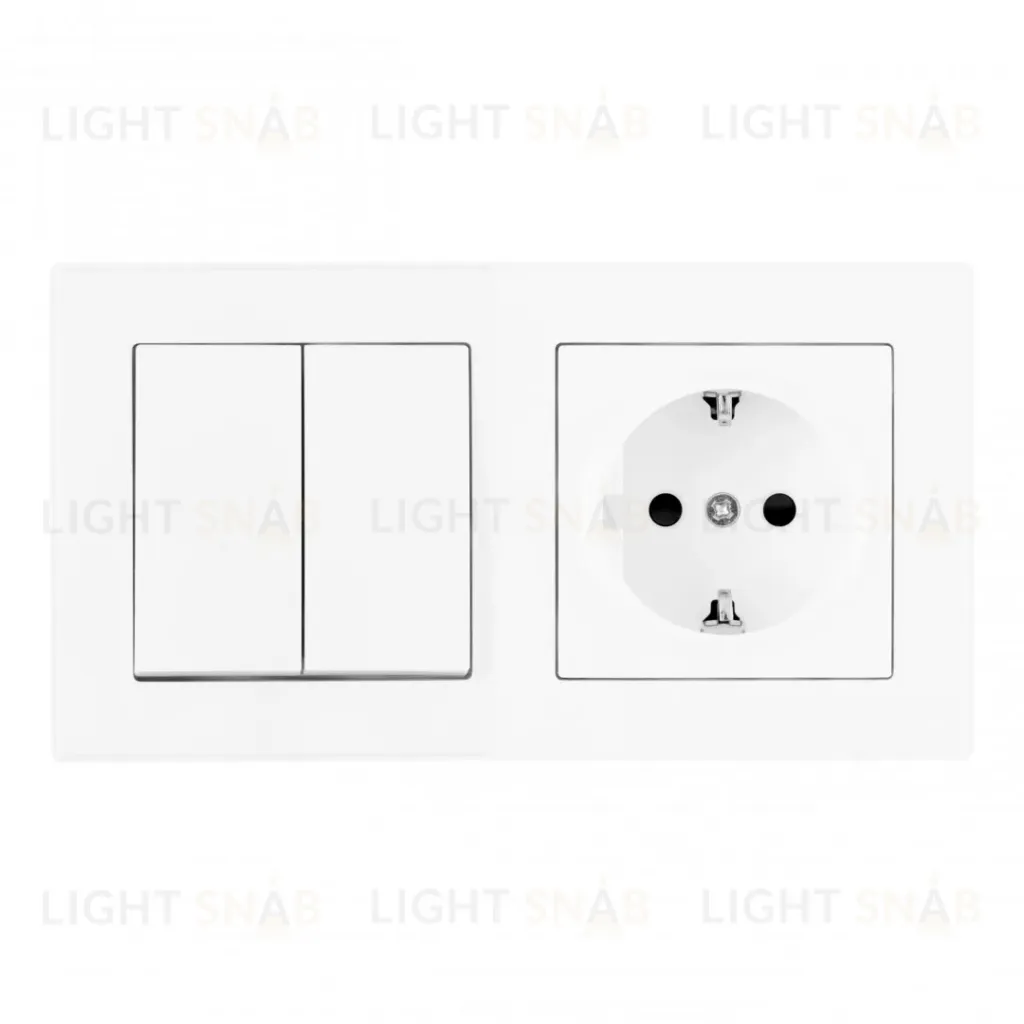 Выключатель двухклавишный с розеткой Arte Milano SET06-2-30-2-40-1 white SET06-2-30-2-40-1 white