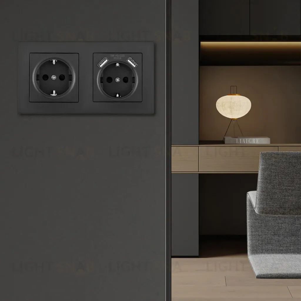 Розетка двойная (двухпостовая) с USB Arte Milano SET06-2-47-1-40-1 black SET06-2-47-1-40-1 black