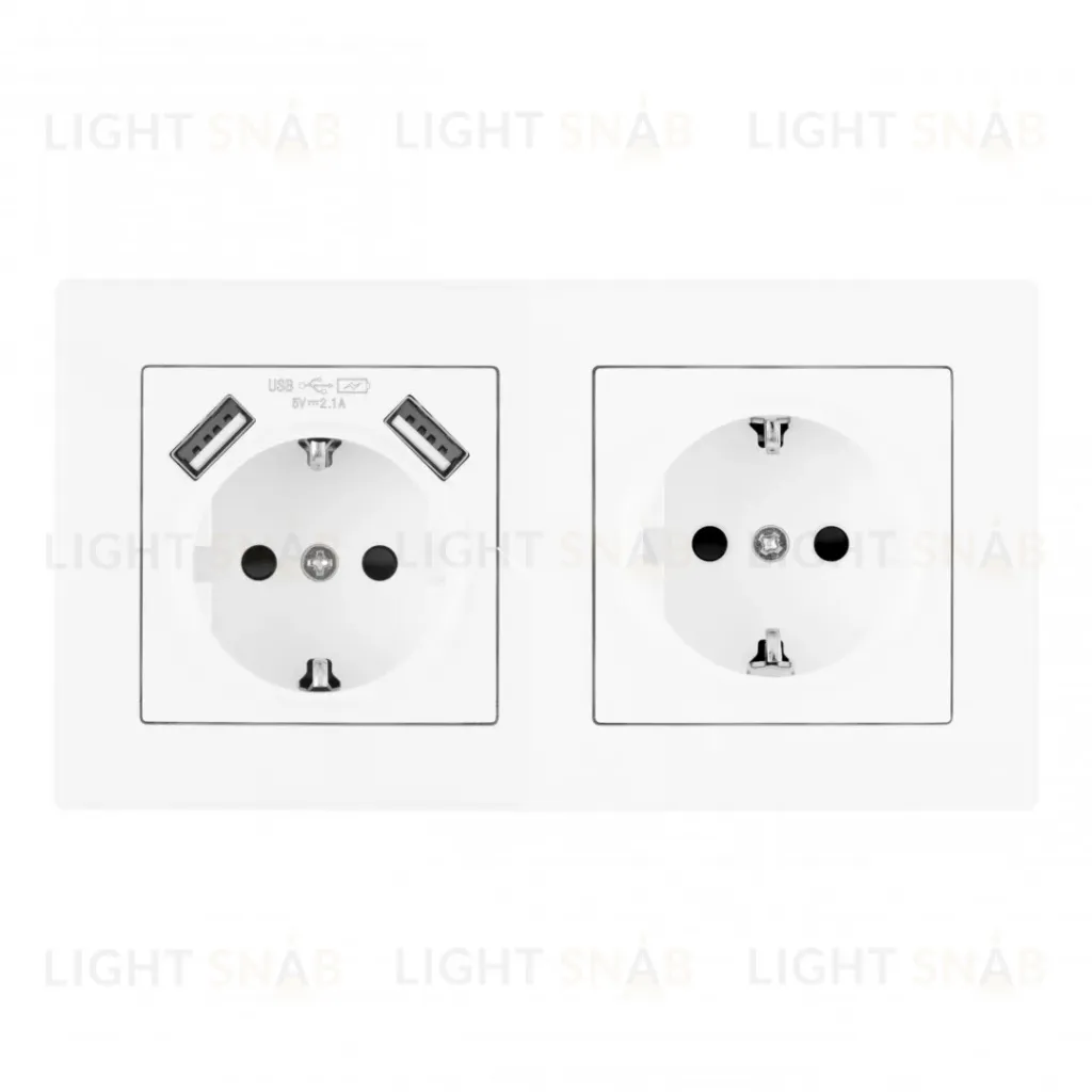 Розетка двойная (двухпостовая) c USB Arte Milano SET06-2-47-1-40-1 white SET06-2-47-1-40-1 white
