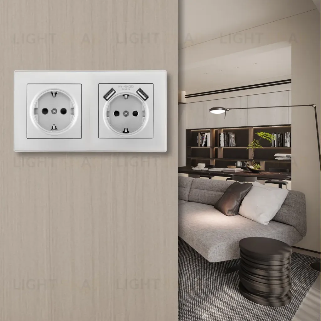 Розетка двойная (двухпостовая) c USB Arte Milano SET06-2-47-1-40-1 silver SET06-2-47-1-40-1 silver