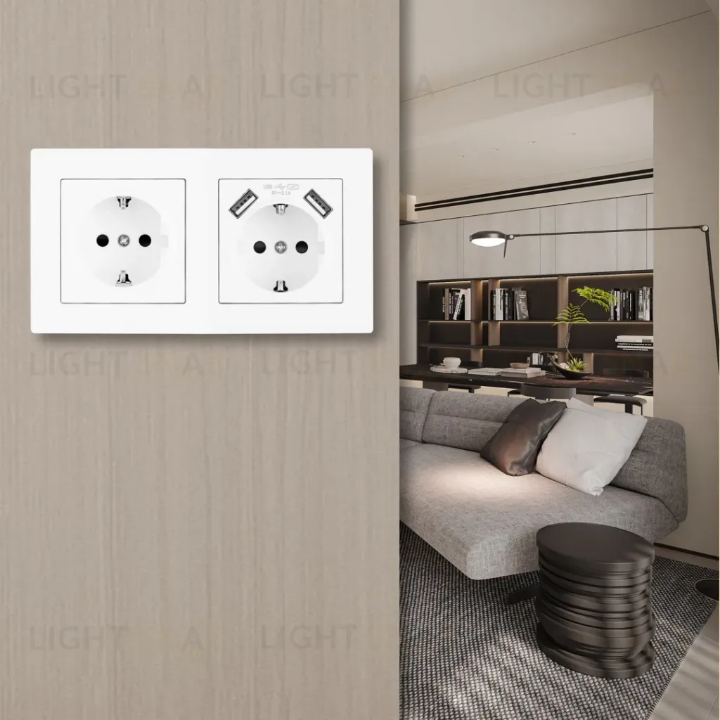 Розетка двойная (двухпостовая) c USB Arte Milano SET06-2-47-1-40-1 white SET06-2-47-1-40-1 white