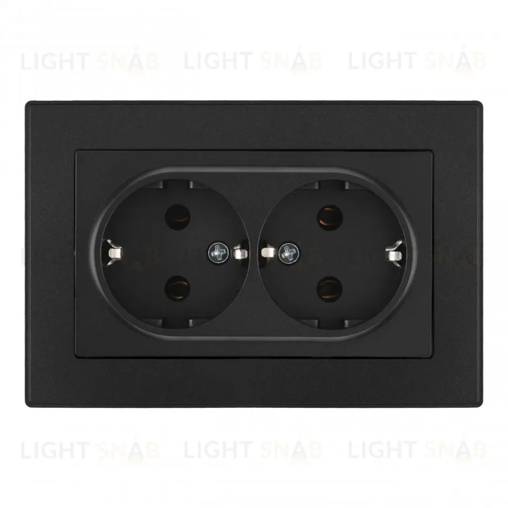 Розетка двойная с/з и шторками Arte Milano SET06-double-40-2 black SET06-double-40-2 black
