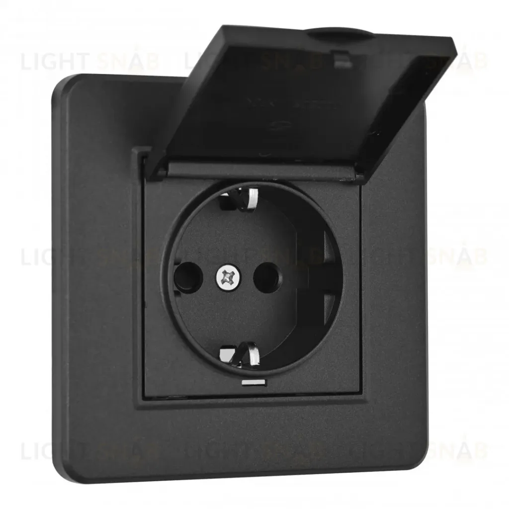 Комплект розетки с/з и шторками, защитной крышкой и рамкой Arte Milano SET16-1-41-1 black SET16-1-41-1 black