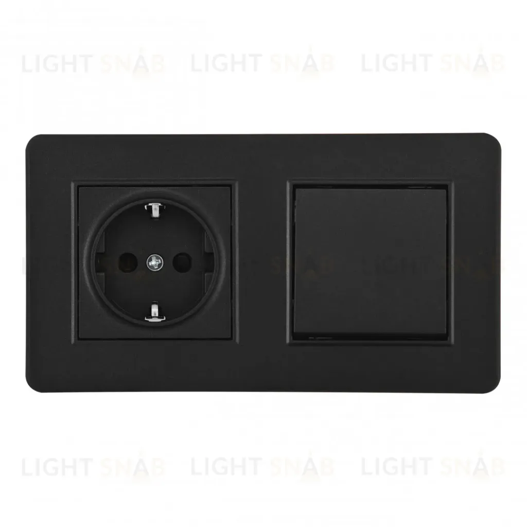 Выключатель одноклавишный с розеткой Arte Milano SET16-2-40-1-30-1 black SET16-2-40-1-30-1 black