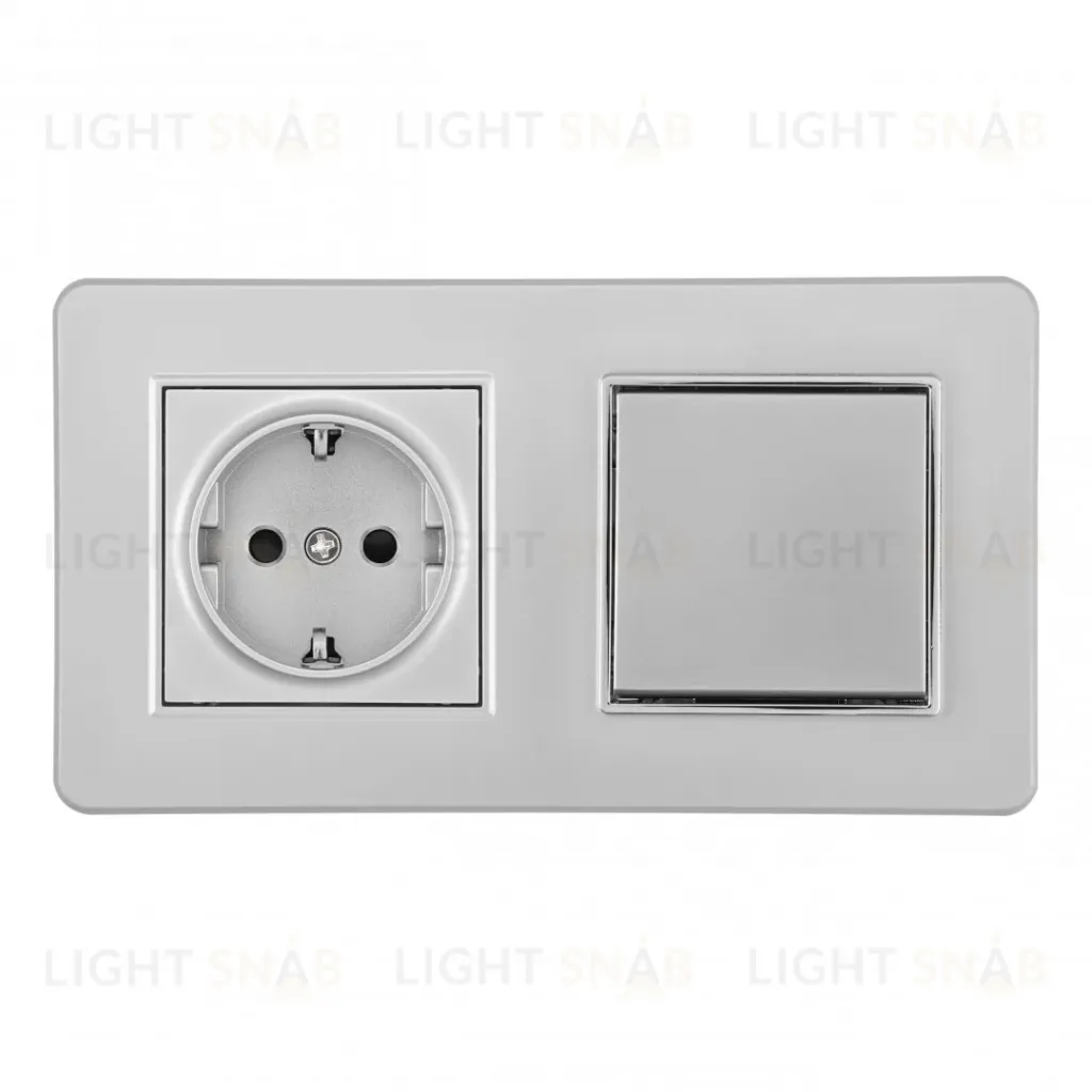 Выключатель одноклавишный с розеткой Arte Milano SET16-2-40-1-30-1 silver SET16-2-40-1-30-1 silver
