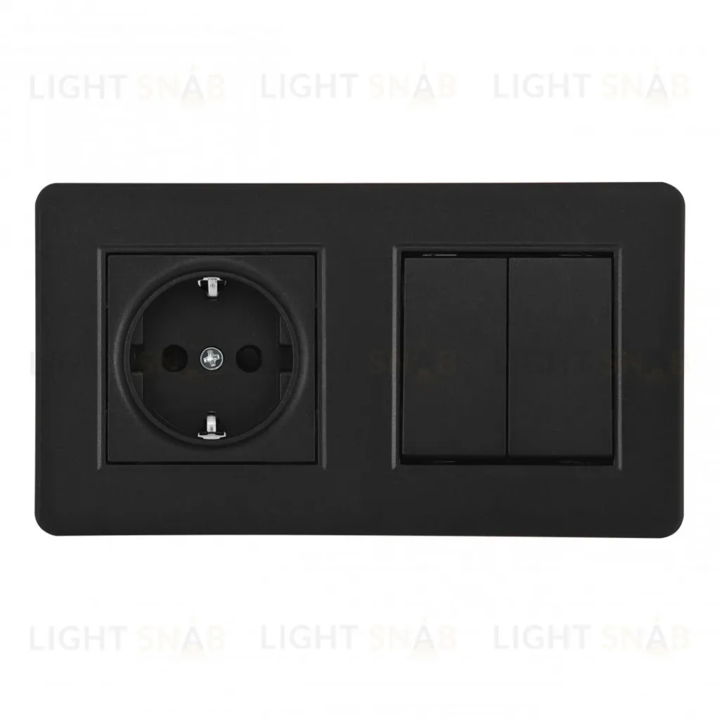 Выключатель двухклавишный с розеткой Arte Milano SET16-2-40-1-30-2 black SET16-2-40-1-30-2 black