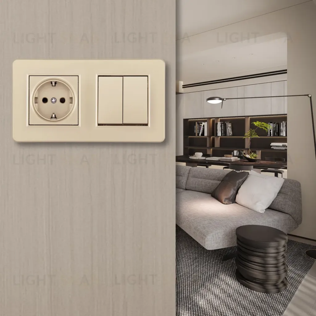 Выключатель двухклавишный с розеткой Arte Milano SET16-2-40-1-30-2 shampan SET16-2-40-1-30-2 shampan