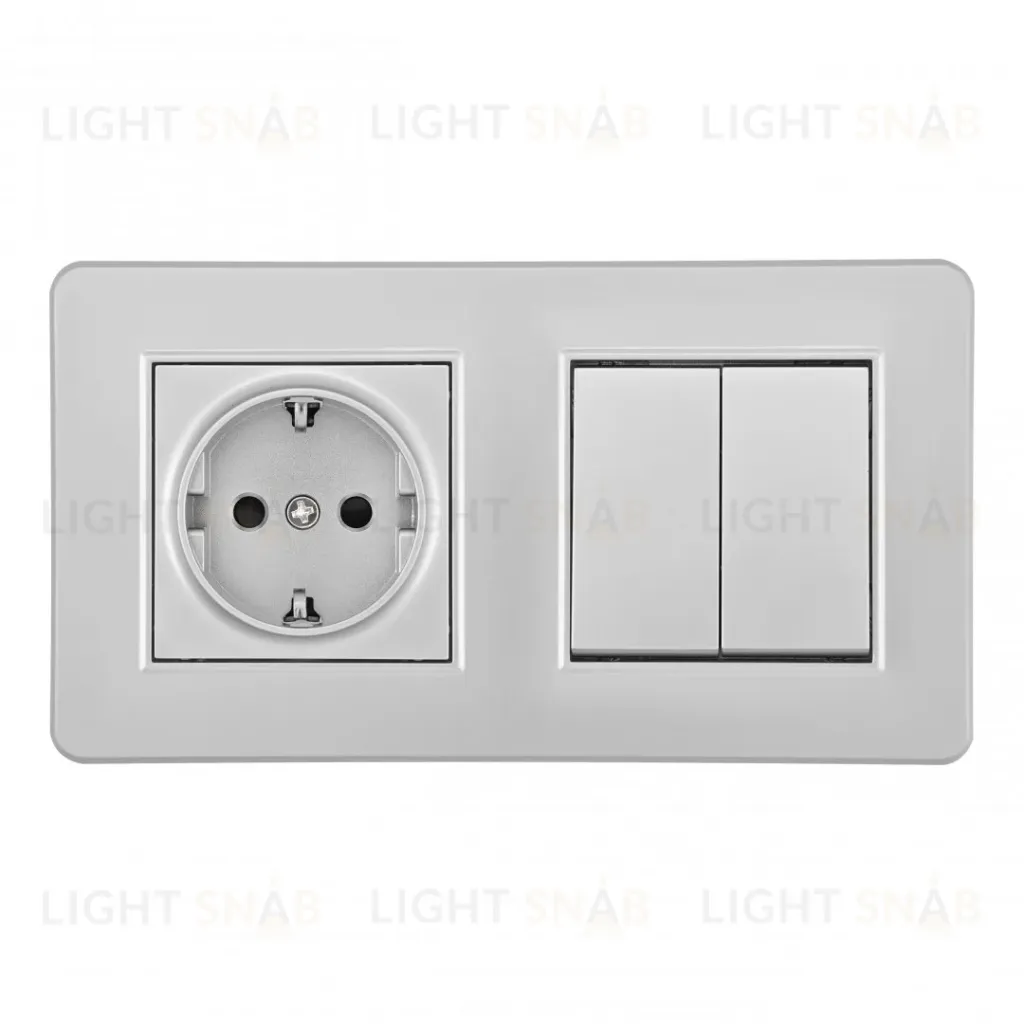 Выключатель двухклавишный с розеткой Arte Milano SET16-2-40-1-30-2 silver SET16-2-40-1-30-2 silver