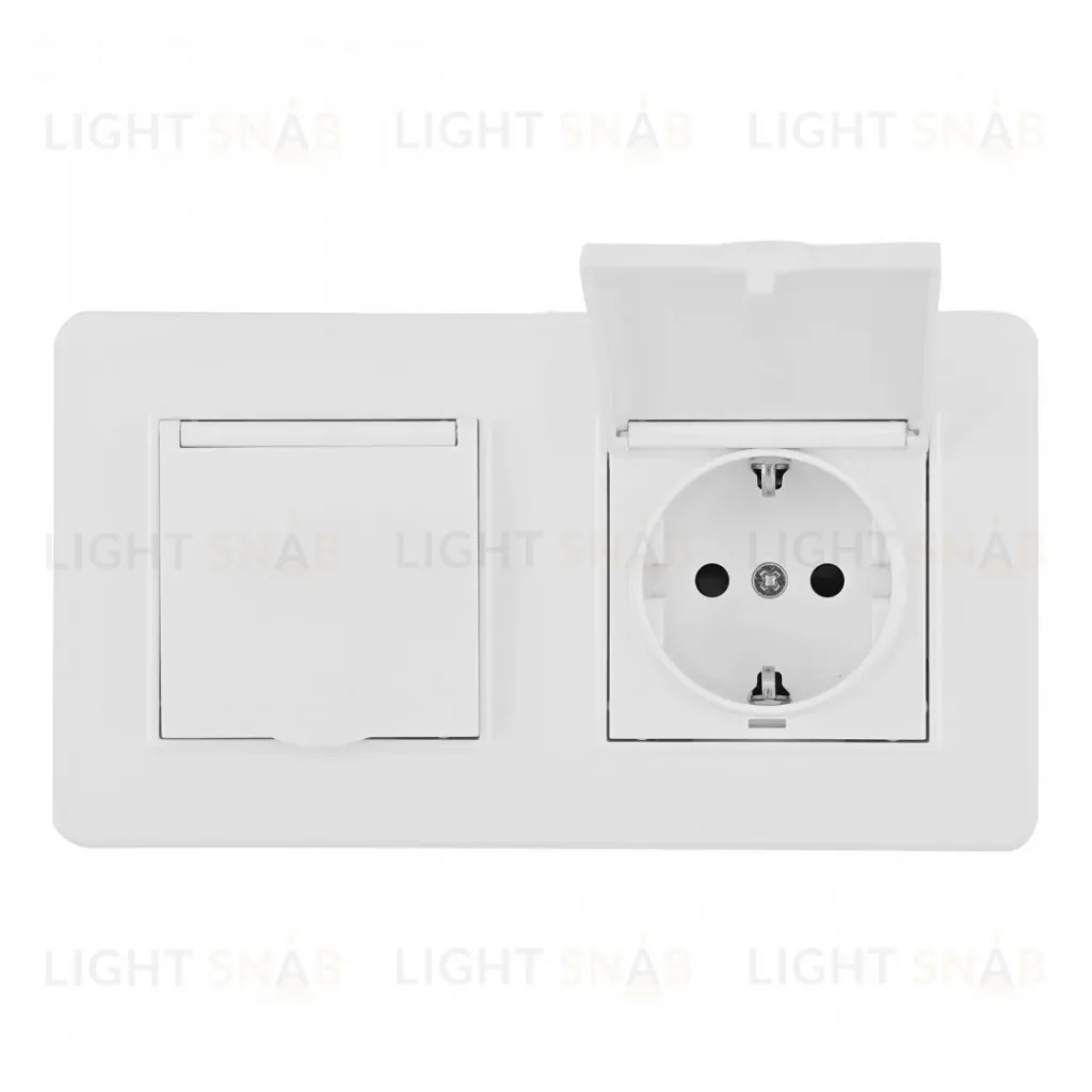 Розетка двойная (двухпостовая) с/з и шторками Arte Milano SET16-2-41-1x2 white SET16-2-41-1x2 white