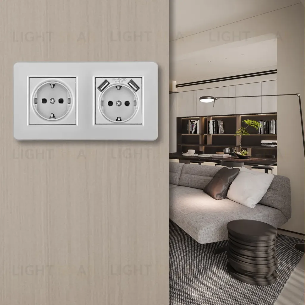 Розетка двойная (двухпостовая) с/з и шторками + USB Arte Milano SET16-2-47-1-40-1 silver SET16-2-47-1-40-1 silver