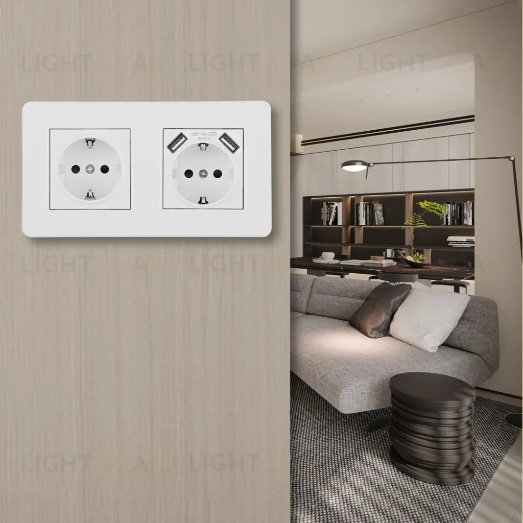 Розетка двойная (двухпостовая) с/з и шторками + USB Arte Milano SET16-2-47-1-40-1 white SET16-2-47-1-40-1 white