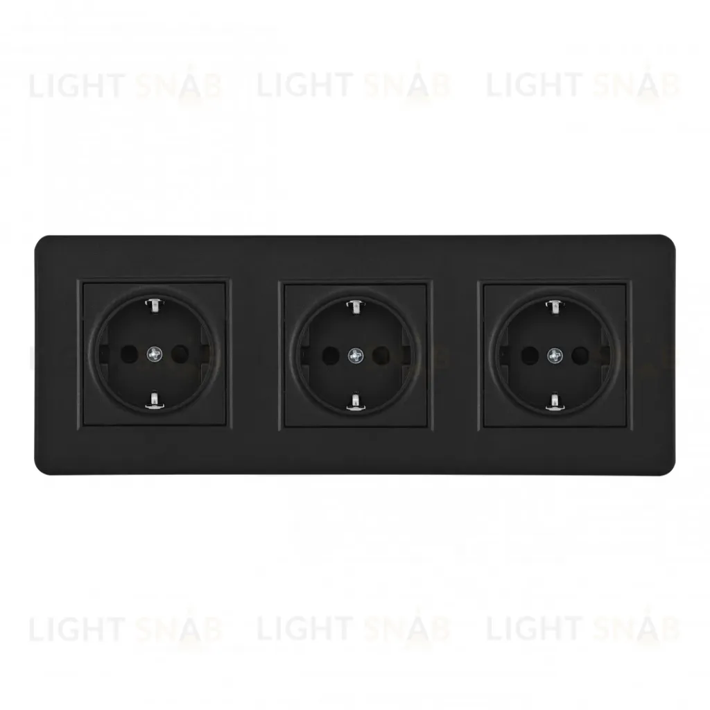 Розетка тройная (трехпостовая) с/з и шторками Arte Milano SET16-3-40-1x3 black SET16-3-40-1x3 black