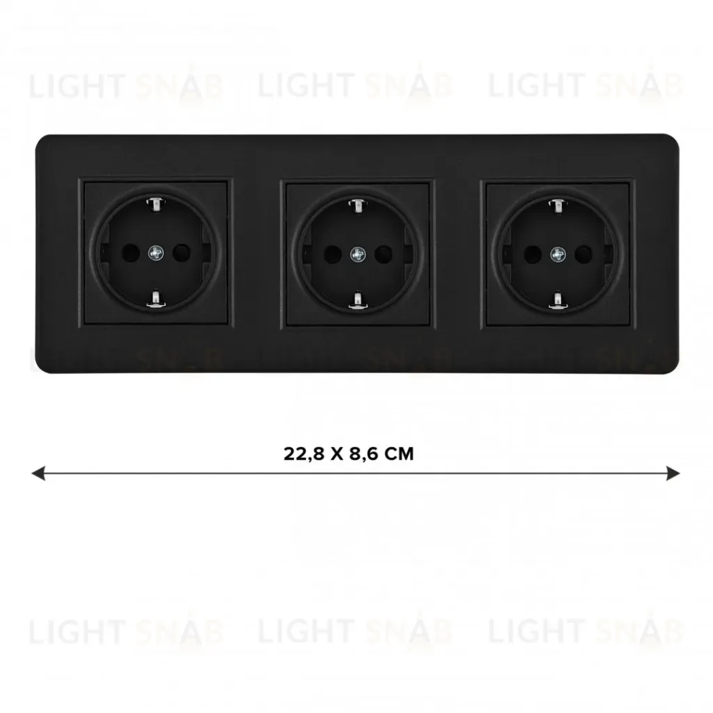 Розетка тройная (трехпостовая) с/з и шторками Arte Milano SET16-3-40-1x3 black SET16-3-40-1x3 black