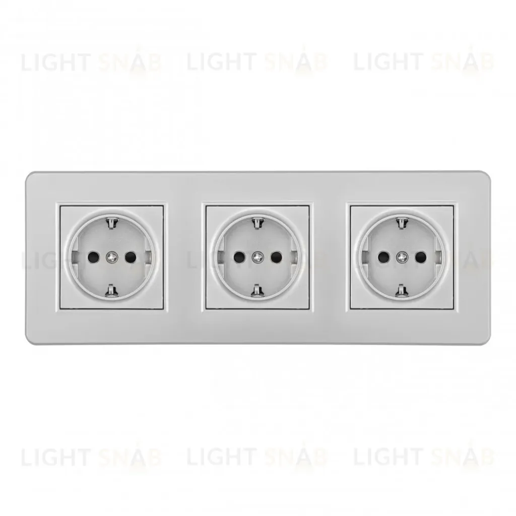 Розетка тройная (трехпостовая) с/з и шторками Arte Milano SET16-3-40-1x3 silver SET16-3-40-1x3 silver