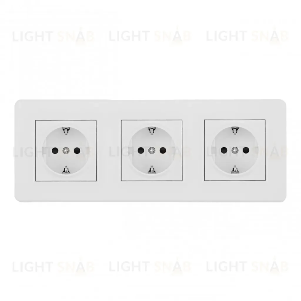Розетка тройная (трехпостовая) с/з и шторками Arte Milano SET16-3-40-1x3 white SET16-3-40-1x3 white