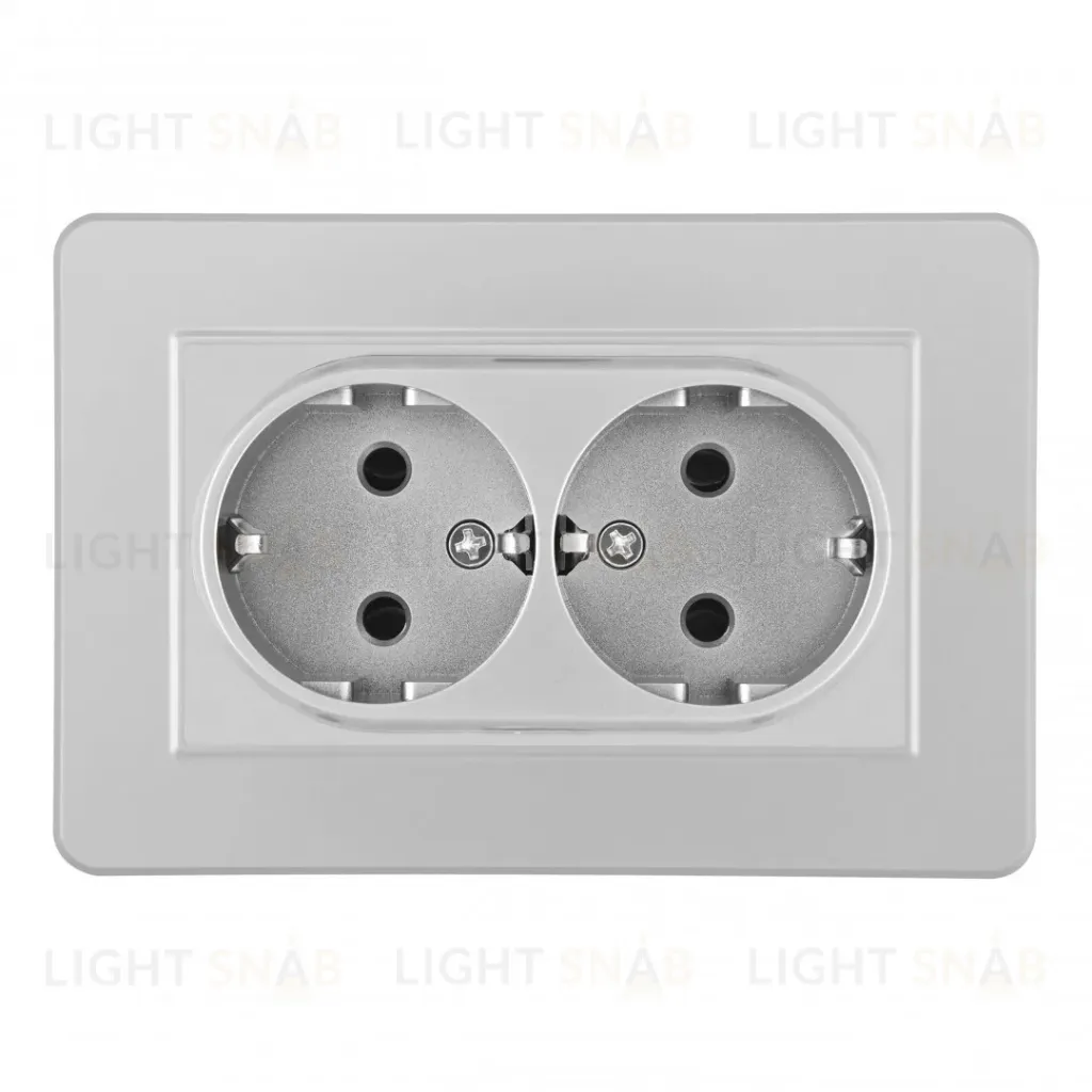 Розетка двойная с/з и шторками Arte Milano SET16-double-40-2 silver SET16-double-40-2 silver