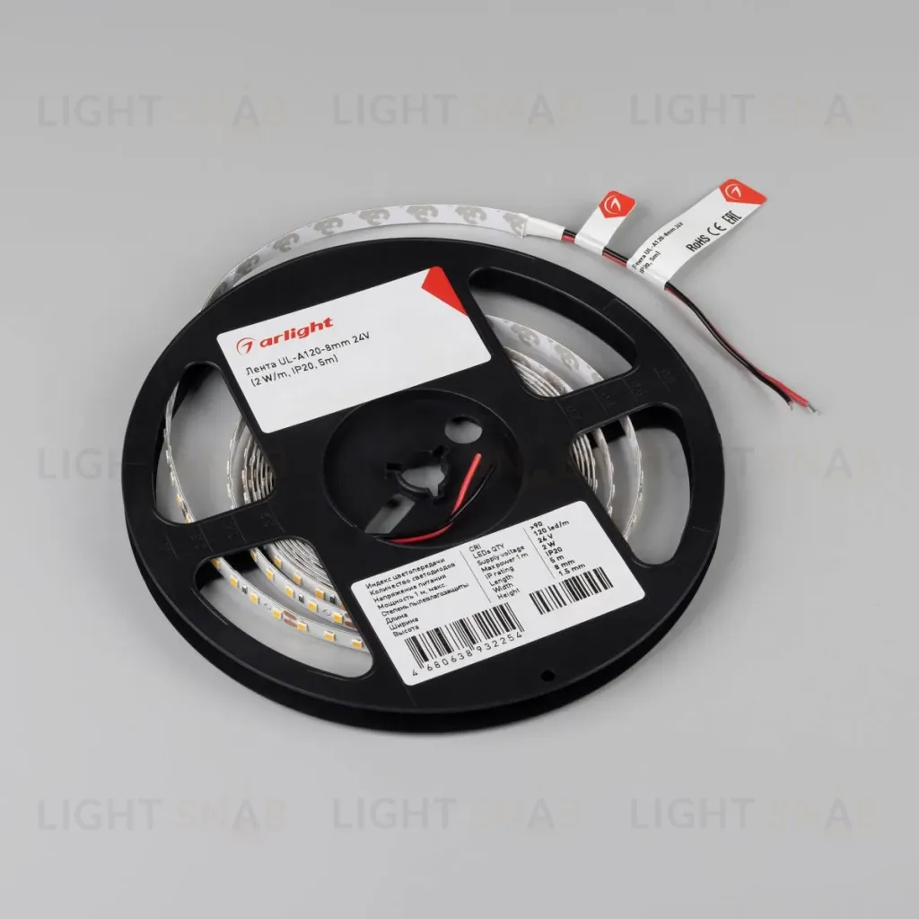 Светодиодная лента Arlight UL-A120-8mm 24V Warm2700 (2 W/m, IP20, 5m) 057523 057523
