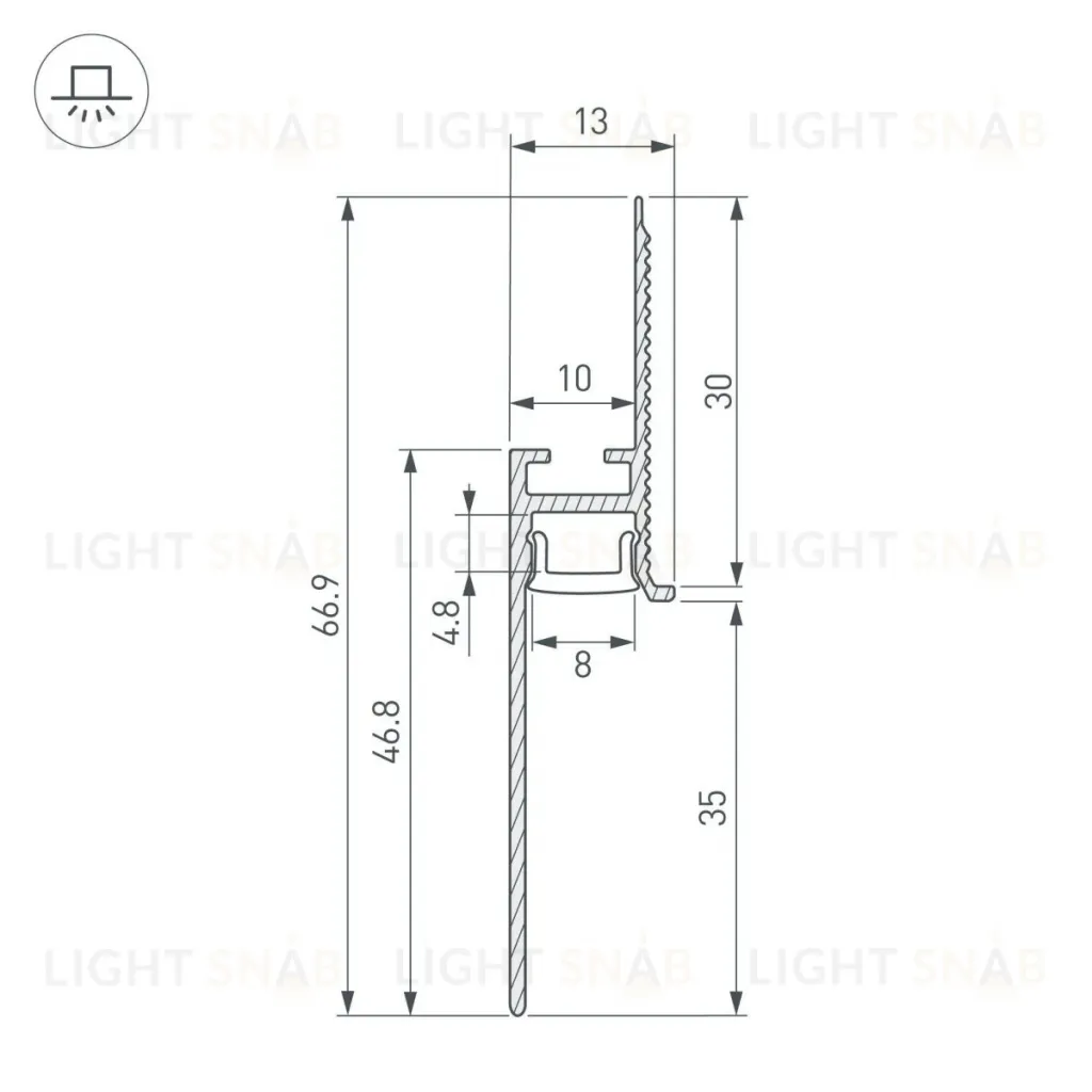 Профиль Arlight PLINTUS-FANTOM-BENT-H35-SIDE-2000 BLACK 043676(1) 043676(1)