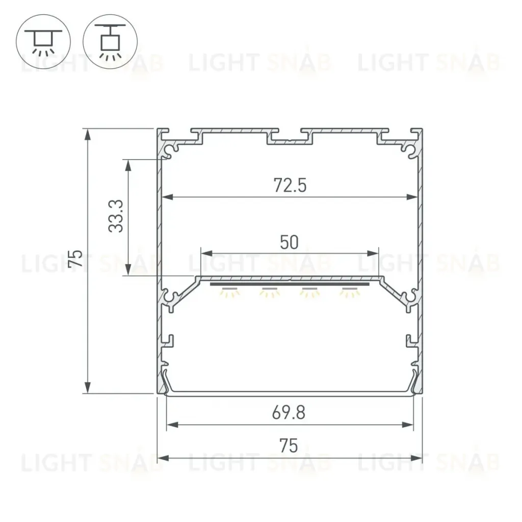 Профиль Arlight LINE-M-7575-2000 ANOD 056347 056347