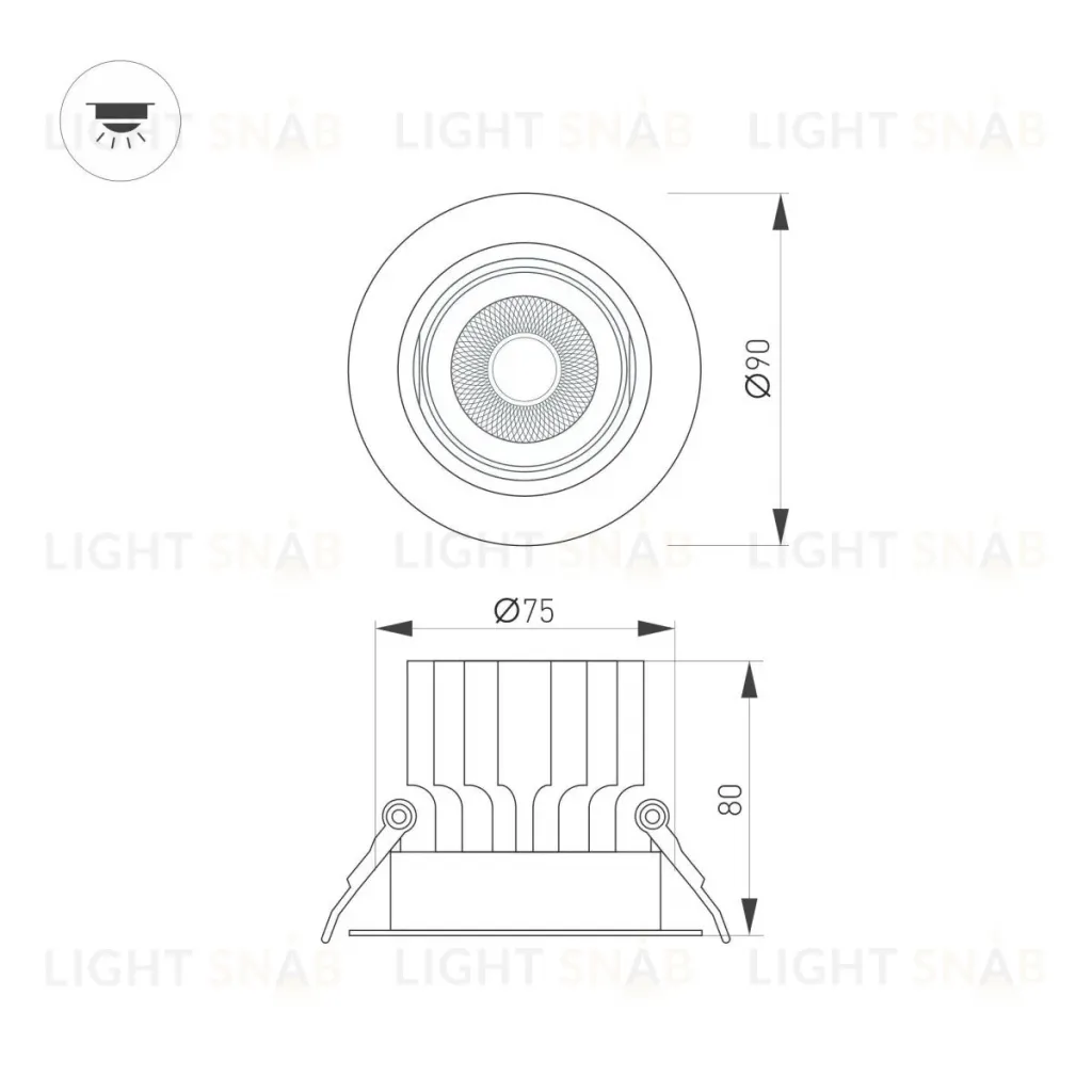 Встраиваемый светильник Arlight MS-VORTEX-BUILT-R90-12W Warm3000 (WH-WH, 40 deg, 230V) 043479 043479
