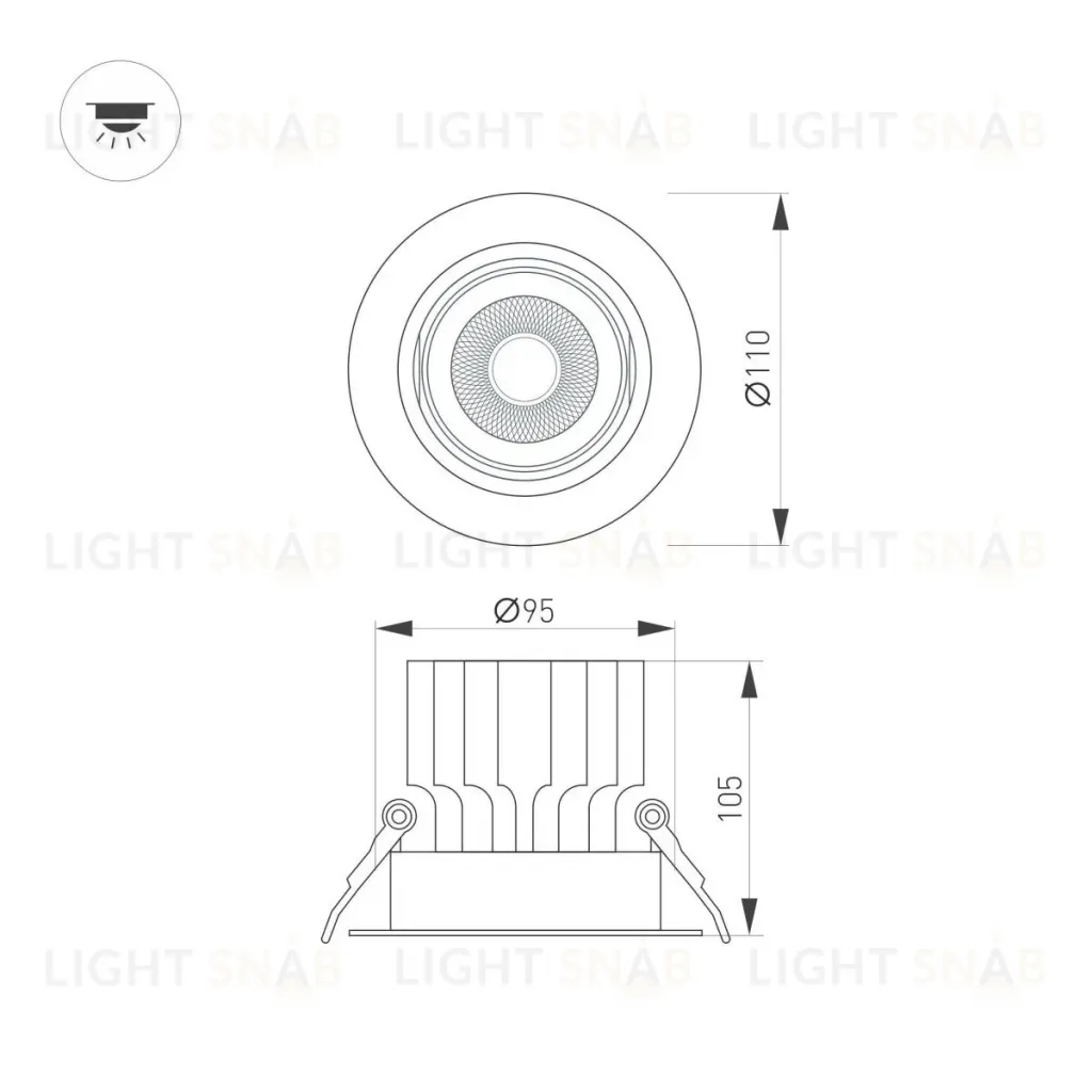 Встраиваемый светильник Arlight MS-VORTEX-BUILT-R110-20W Day4000 (WH-WH, 40 deg, 230V) 057754 057754