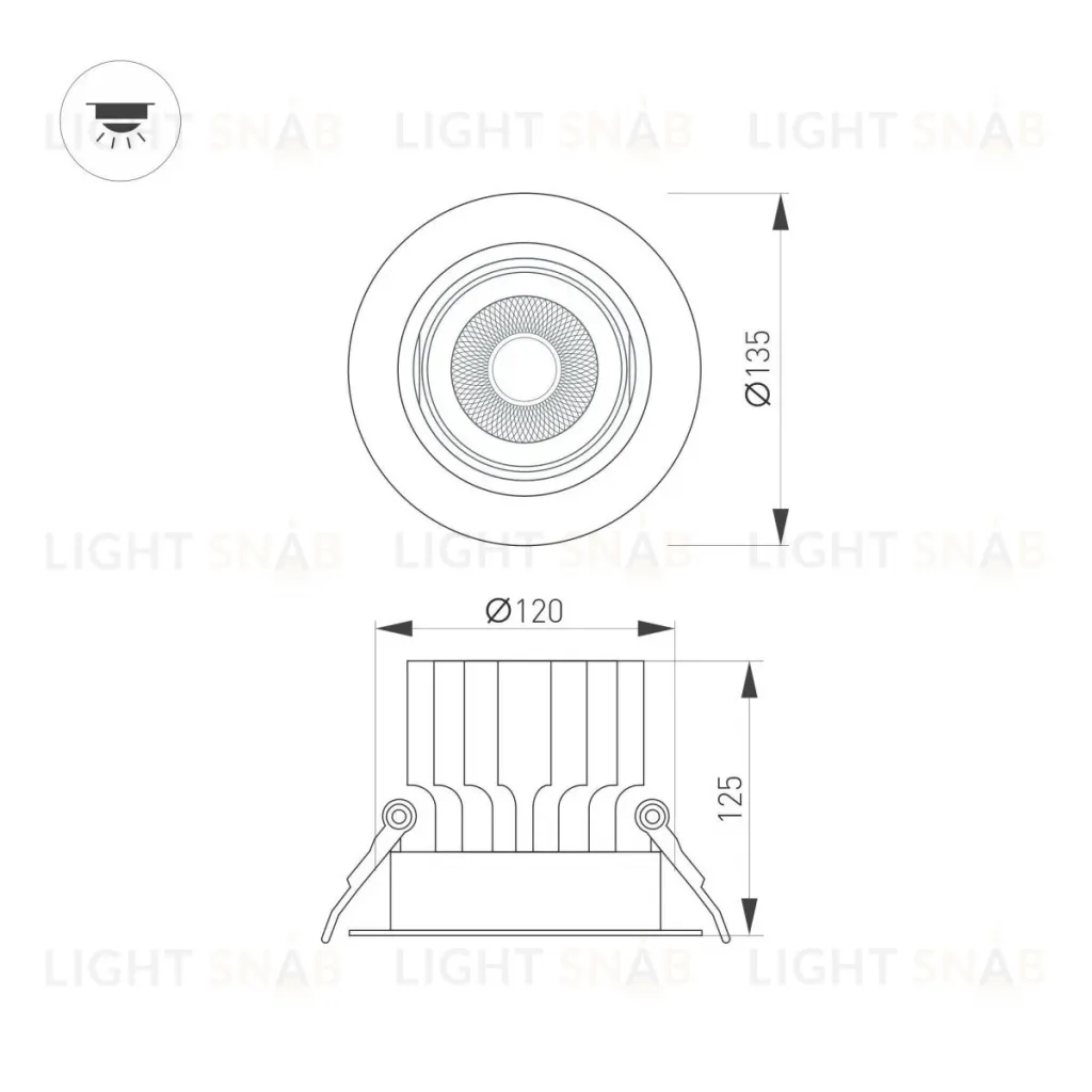 Встраиваемый светильник Arlight MS-VORTEX-BUILT-R135-30W Day4000 (WH-WH, 30 deg, 230V) 057756 057756