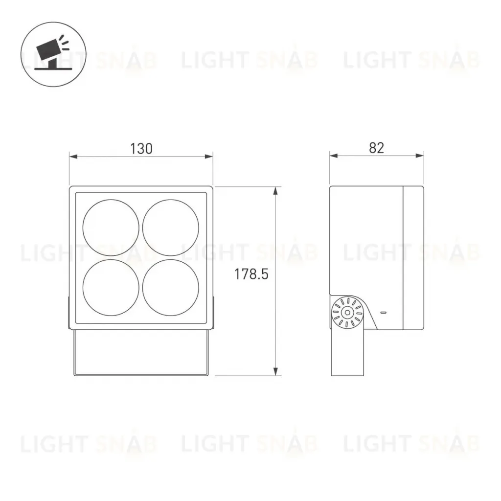 Прожектор Arlight ALT-BLOCK-S130x130-15W Day4000 (GR, 36 deg, 230V) 055242 055242