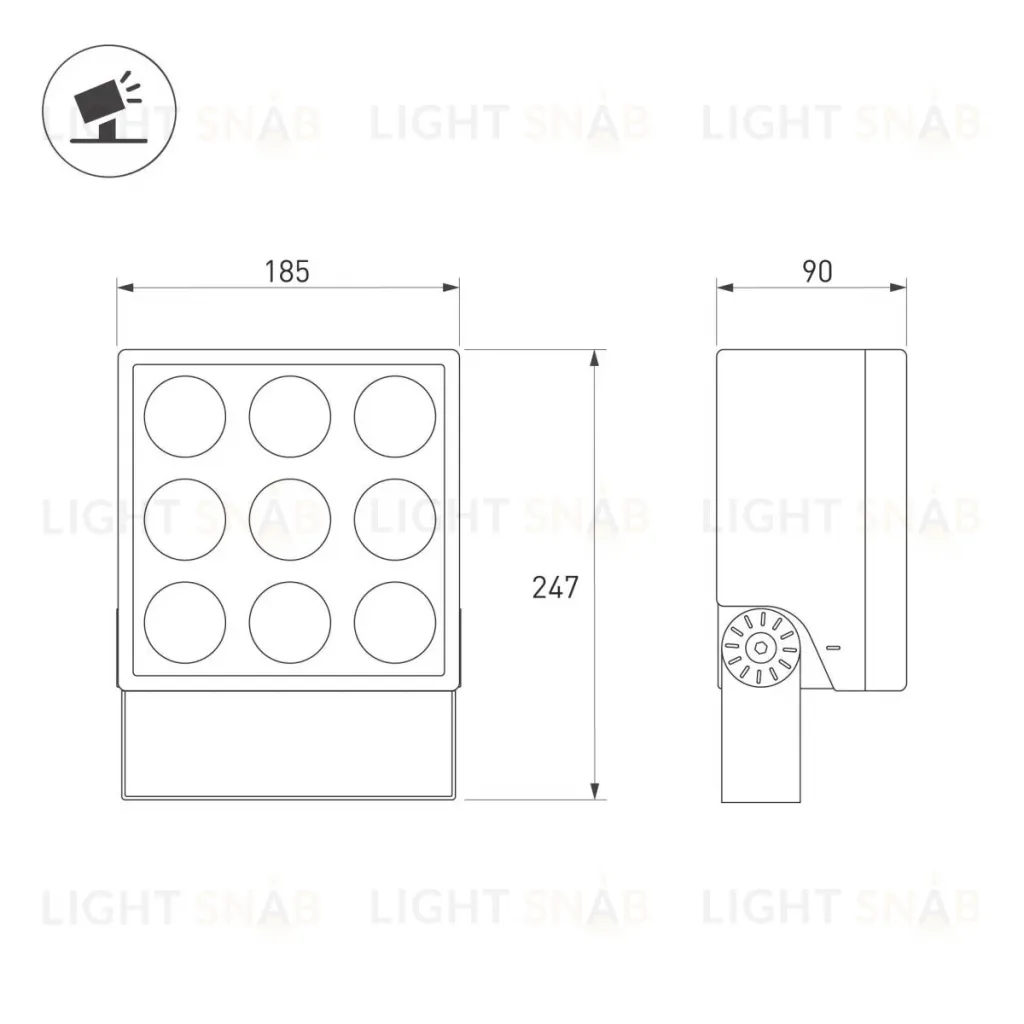 Прожектор Arlight ALT-BLOCK-S185x185-36W Day4000 (GR, 15 deg, 230V) 055247 055247