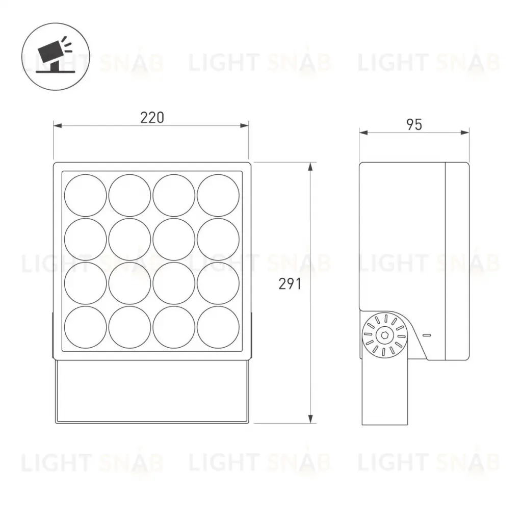 Прожектор Arlight ALT-BLOCK-S220x220-50W Day4000 (GR, 15 deg, 230V) 055255 055255