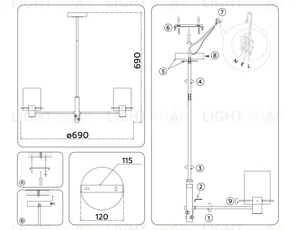 Подвесная люстра Ambrella Light High Light LH57031 LH57031