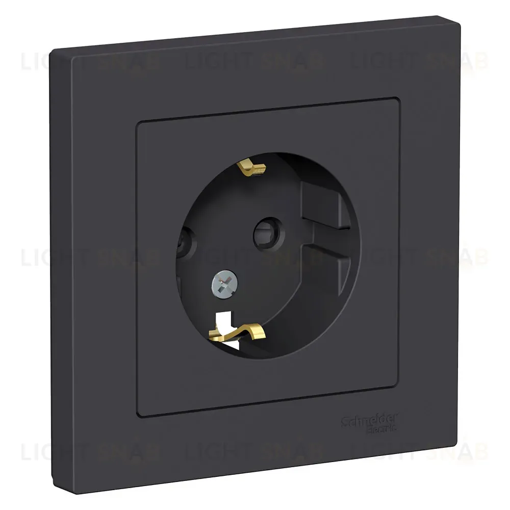Розетка с/з со шторками, 16А, в сборе Systeme Electric AtlasDesign Карбон ATN001044 ATN001044