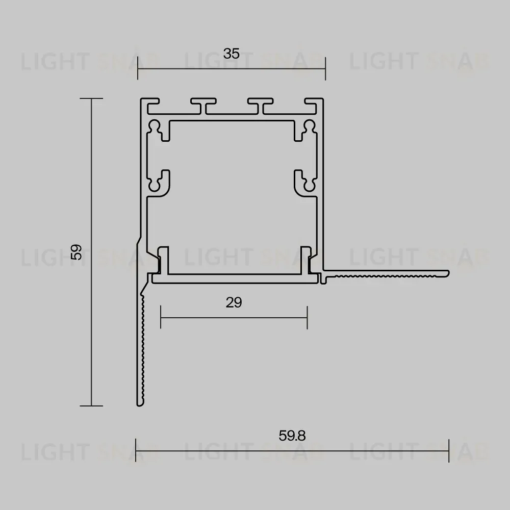 Алюминиевый профиль встраиваемый скрытого монтажа 59x59 Maytoni Led Strip ALM-5959-S-2M 636014 636014