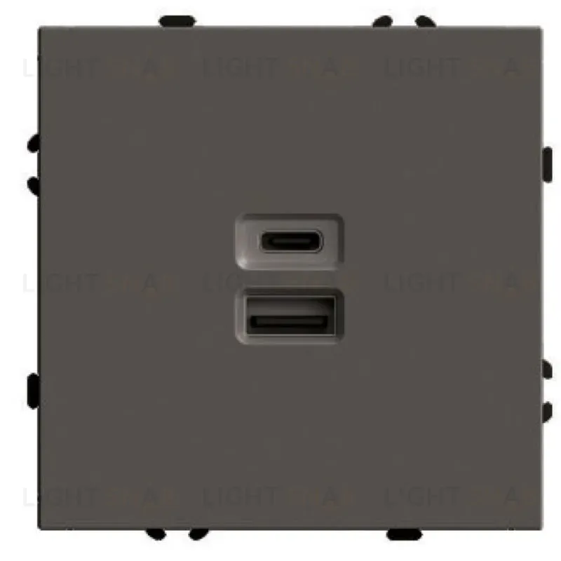 Розетка 2-местная USB + Type C (механизм) Stekker Эмили 250В 20W RST10-5115-09 антрацит soft touch 49931 49931