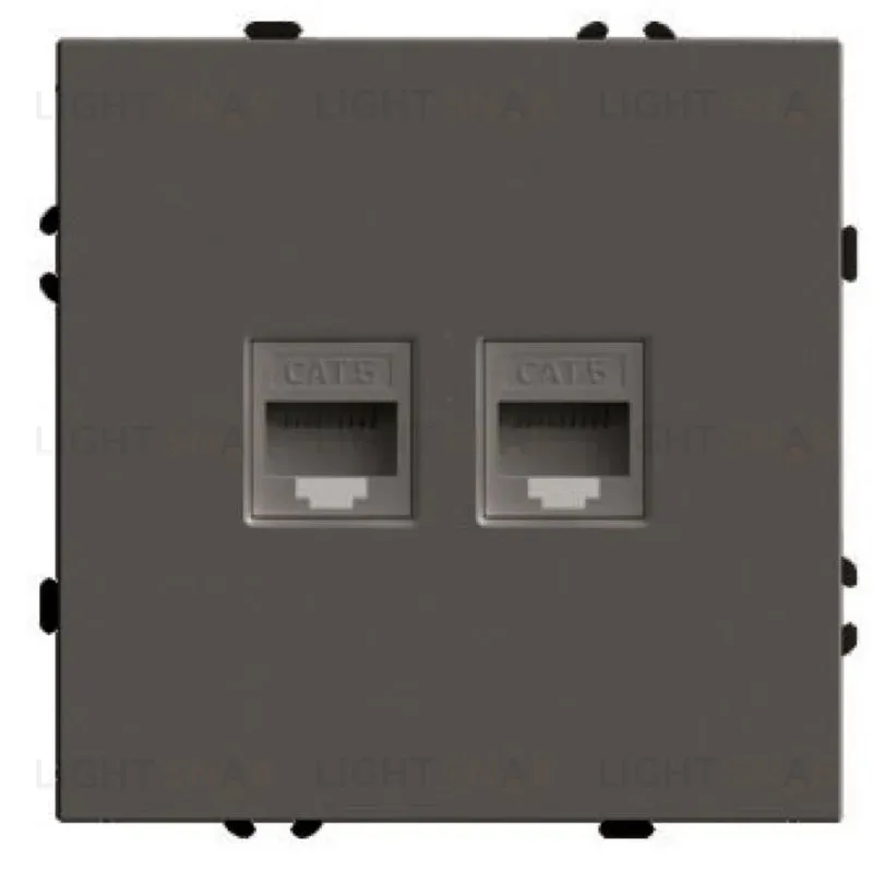 Розетка компьютерная 2-местная RJ-45 (механизм) Stekker Эмили RST00-5111-09 антрацит soft touch 49926 49926