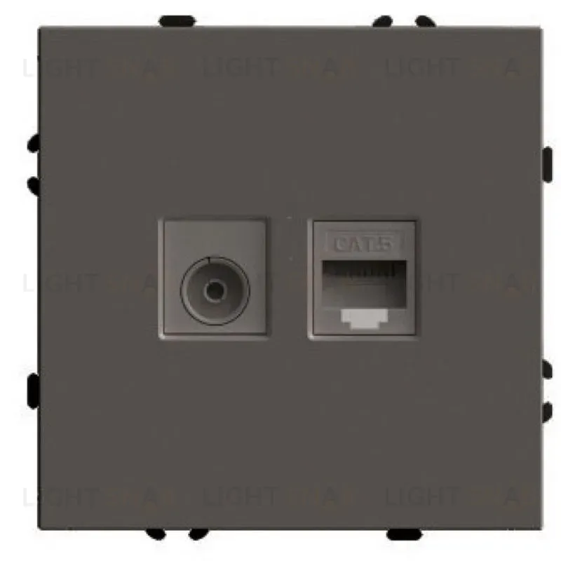 Розетка TV + компьютерная RJ-45 (механизм) Stekker Эмили RST00-5106-09 антрацит soft touch 49924 49924
