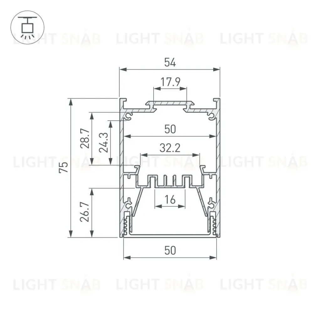 Профиль Arlight IP-LINE-5475-2000 ANOD (Алюминий) 055136 055136